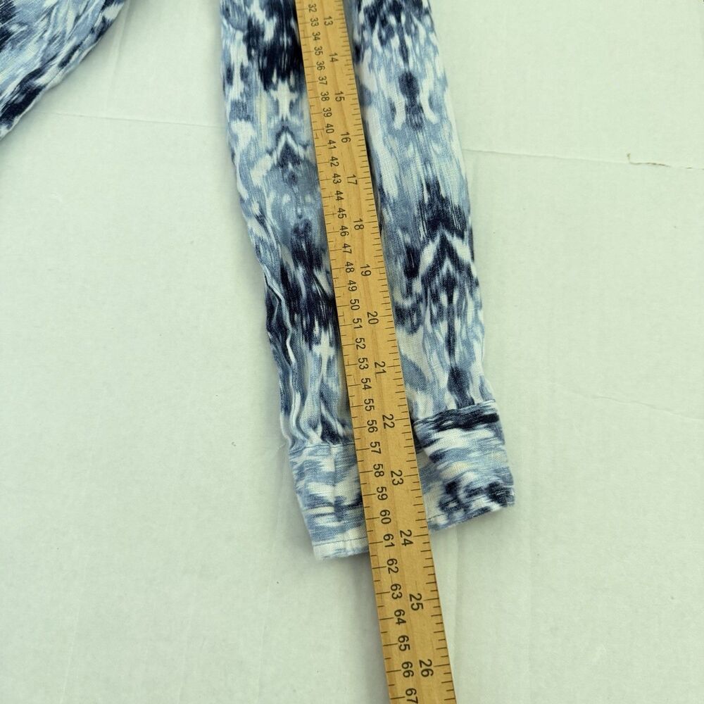 Kim Rogers Geometric Print Linen Shirt Button Up Long Sleeve - Picture 6 of 6